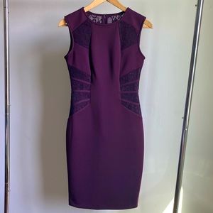 Calvin Klein eggplant sheath dress with lace cutouts - NWOT